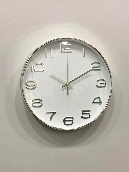 Wall Clock White Silver MK1073a